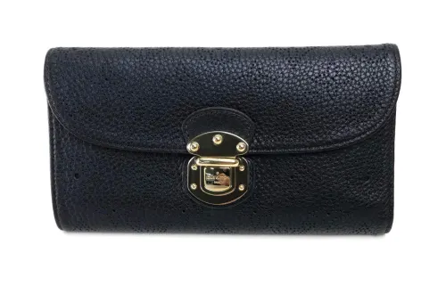 LOUIS VUITTON Calfskin Wallet Regular Women's Black