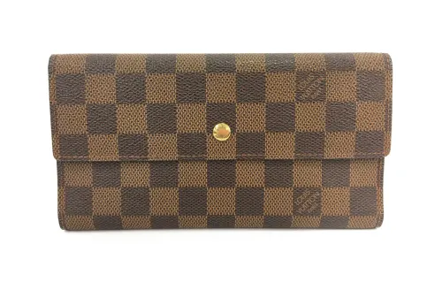 LOUIS VUITTON Leather Wallet Unisex Brown