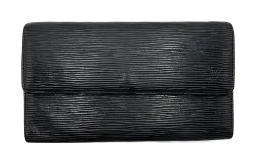 LOUIS VUITTON Brand Logo Epi Leather Wallet Women's Black