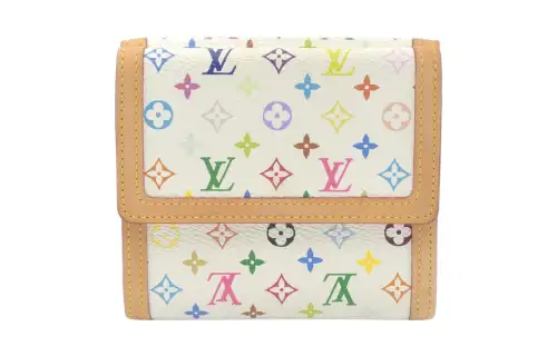 LOUIS VUITTON Monogram Canvas With Leather Wallet Women's White