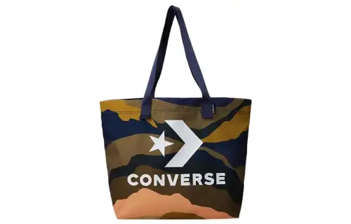 Converse Polyester Tote Bag, Shopping Bag, Shoulder Bag, Handbag Regular Unisex Marine Blue & Brown