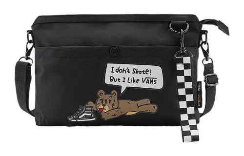 Vans × RUN Collaboration Polyester Shoulder Bag, Crossbody Bag Regular Unisex Black