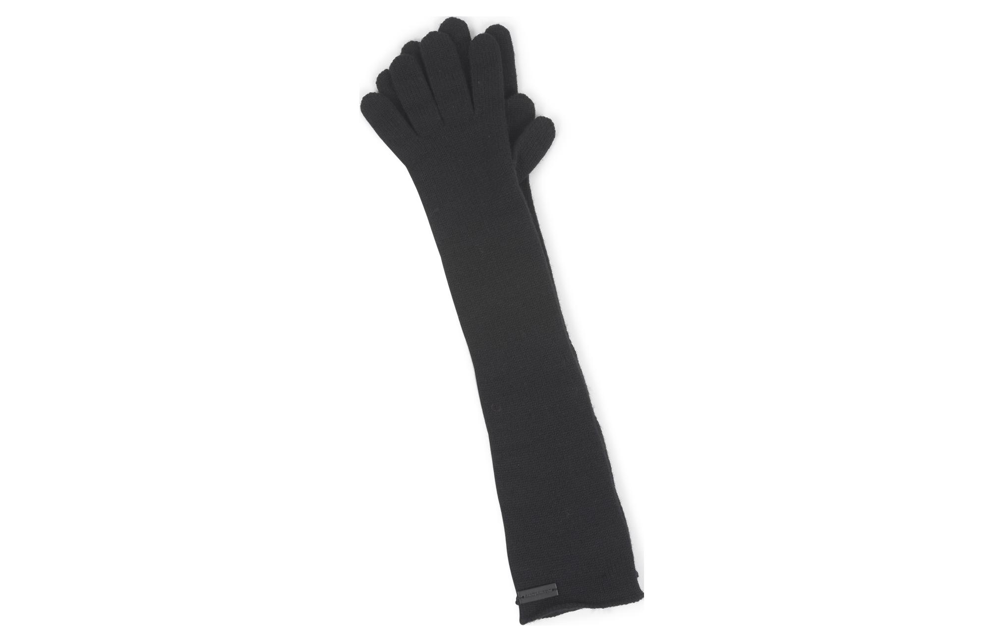 SAINT LAURENT Logo Patch Ribbed Knit Gloves