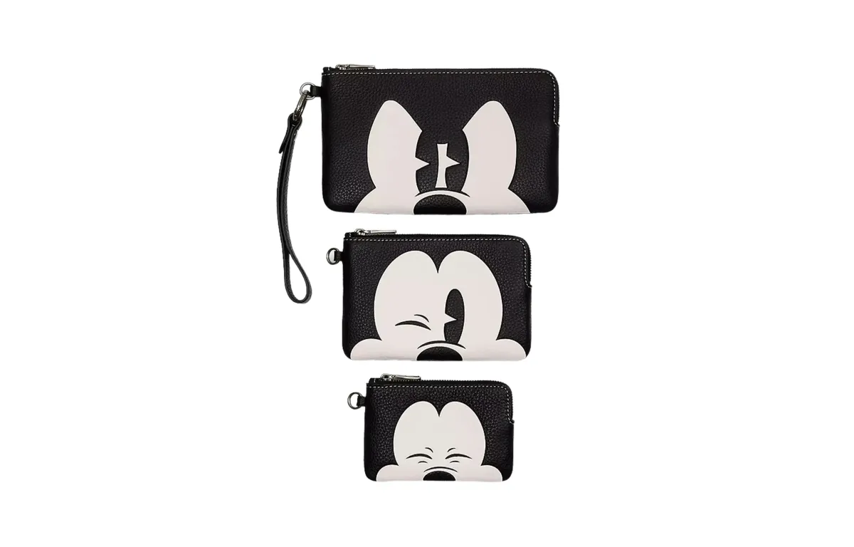 COACH Disney, Collaboration Corner Zip Pebbled Leather Wrist Bag Wallet Regular Women's Bronze & Black & Multicolor