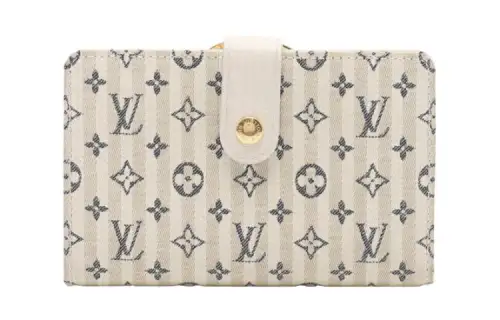 LOUIS VUITTON Croisette Canvas With Leather Wallet Women's Blue & Beige