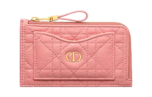 DIOR Calfskin Card Holder, Wallet Women's Light Pink