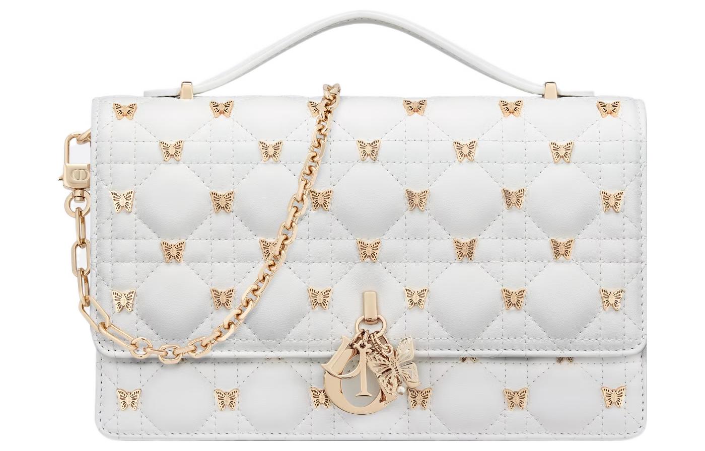 DIOR Dior, removable pendant with letters, adjustable straps, white one-shoulder bag