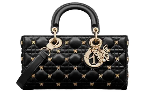 DIOR Lady D Joy Sheepskin Handbag, Shoulder Bag, Crossbody Bag, Handbag Medium Women's Black