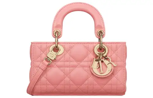 DIOR Lady D Joy Sheepskin Handbag, Shoulder Bag, Crossbody Bag, Handbag Extra Mini Women's Light Pink
