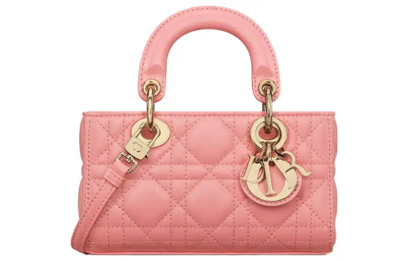 DIOR Lady D Joy Sheepskin Handbag, Shoulder Bag, Crossbody Bag, Handbag Extra Mini Women's Light Pink