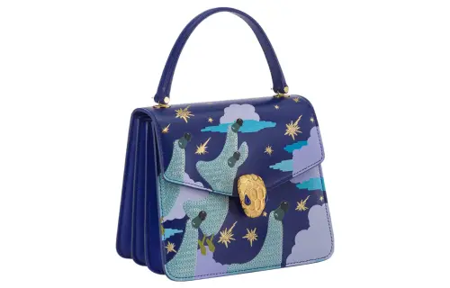 BVLGARI Serpenti Forever Calfskin Shoulder Bag, Crossbody Bag, Handbag Small Women's Blue