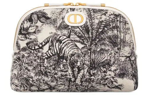 DIOR 30 Montaigne Canvas Handheld Makeup Bag Women's White & Black