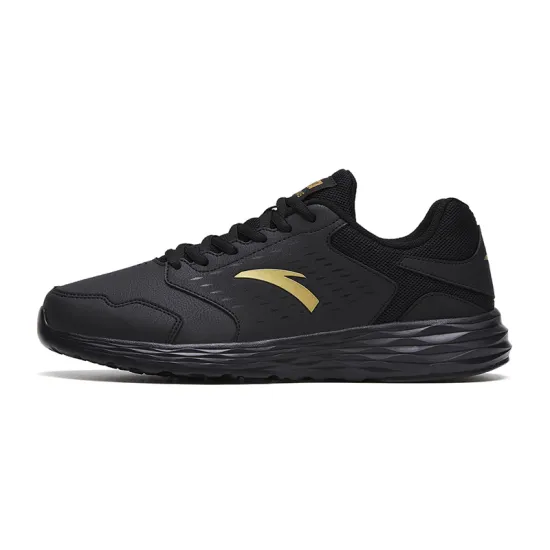 Anta Cushioned Slip Resistant Abrasion Resistant Low Top Casual Running Shoes Men's Black Gold