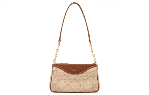 DIOR 30 Montaigne Raffia Grass Handbag, Shoulder Bag Women's Natural
