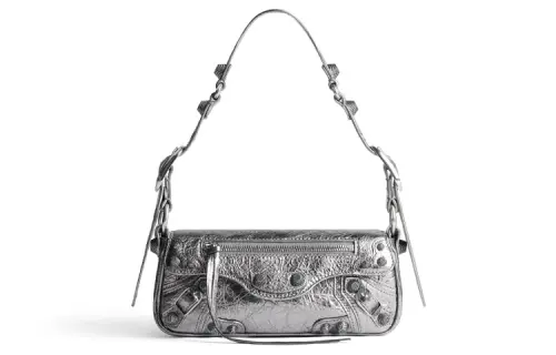 Balenciaga Le Cagole Lambskin Crossbody Bag, Shoulder Bag Mini Women's Silver
