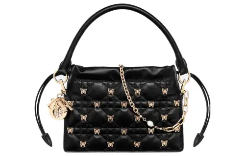 DIOR Lady Dior Sheepskin Shoulder Bag, Crossbody Bag, Handbag Mini Women's Black