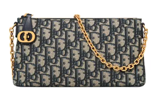 DIOR 30 Montaigne Oblique Printed Fabric Portable Crossbody Bag, Shoulder Bag Women's Blue
