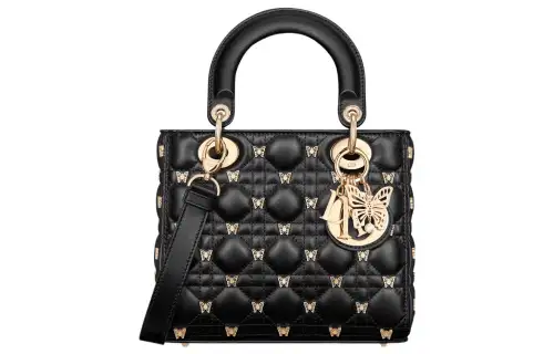 DIOR Lady Dior Sheepskin Handbag, Shoulder Bag, Crossbody Bag, Handbag Small Women's Black