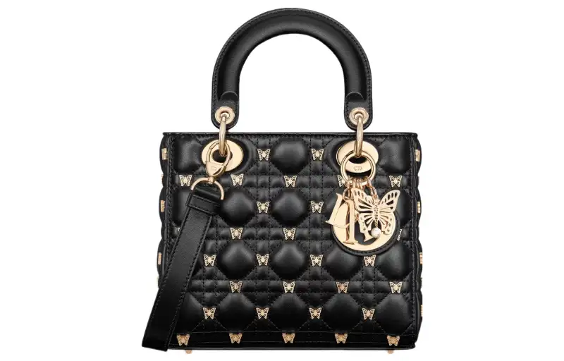 DIOR Lady Dior Sheepskin Handbag, Shoulder Bag, Crossbody Bag, Handbag Small Women's Black