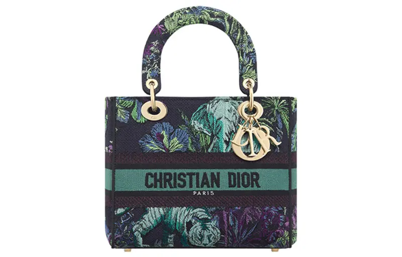 DIOR Lady D Lite Embroidery Handbag, Shoulder Bag, Crossbody Bag, Handbag Medium Women's Blue & Multicolor