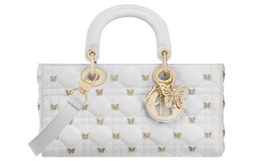 DIOR Lady D Joy Sheepskin Handbag, Shoulder Bag, Crossbody Bag, Handbag Medium Women's White