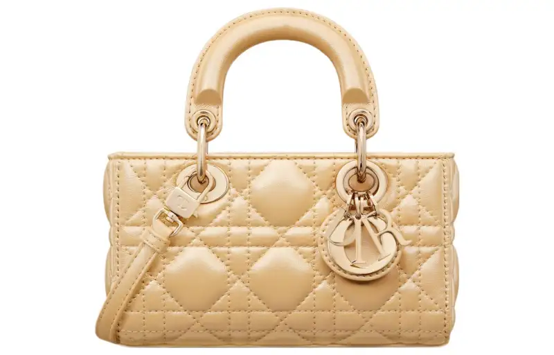 DIOR Lady D JOY Sheepskin Crossbody Handbag Extra Mini Women's Light Yellow