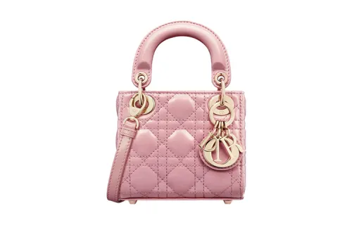 DIOR Lady Dior Wicker Pattern Shiny Cow Leather Handbag, Shoulder Bag, Crossbody Bag, Handbag Extra Mini Women's