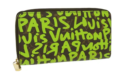 LOUIS VUITTON Zippy Monogram Graffiti Canvas Wallet Unisex Green & Brown
