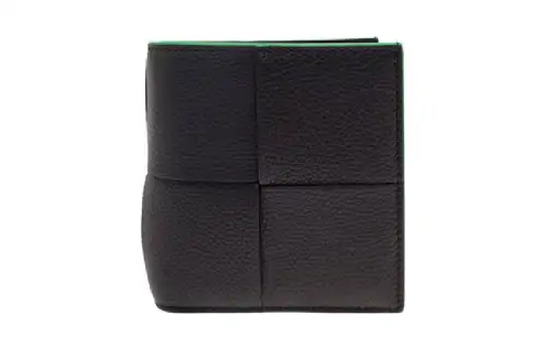 Bottega Veneta Intrecciato Flap Closure Calfskin Wallet Men's Black