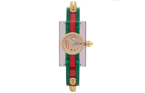 GUCCI Wrist Watches Quartz Movement Plexiglass Strap Gold Dial Women's Watch 30m Water Resistant