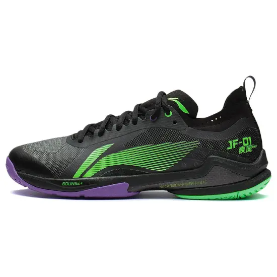 LiNing Sprint Pro Cushioning Wear Resistant Low Top Badminton Shoes Unisex Black Green