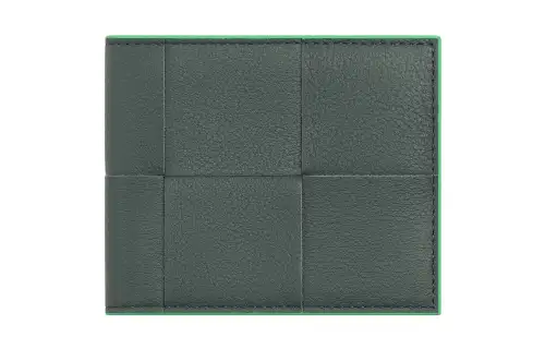 Bottega Veneta CASSETTE Cow Leather Wallet Small Men's Slate & Mermaid Green