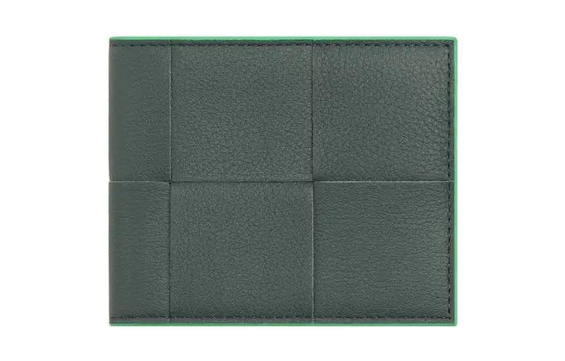 Bottega Veneta CASSETTE Cow Leather Wallet Small Men's Slate & Mermaid Green