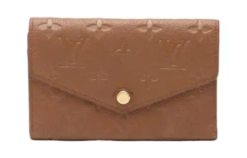 LOUIS VUITTON Leather Wallet Women's Coffee