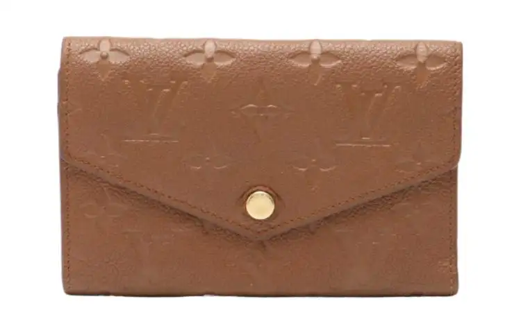 LOUIS VUITTON Leather Wallet Women's Coffee