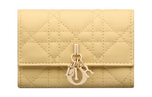 DIOR Sheepskin Wallet Extra Small Women's Light Yellow