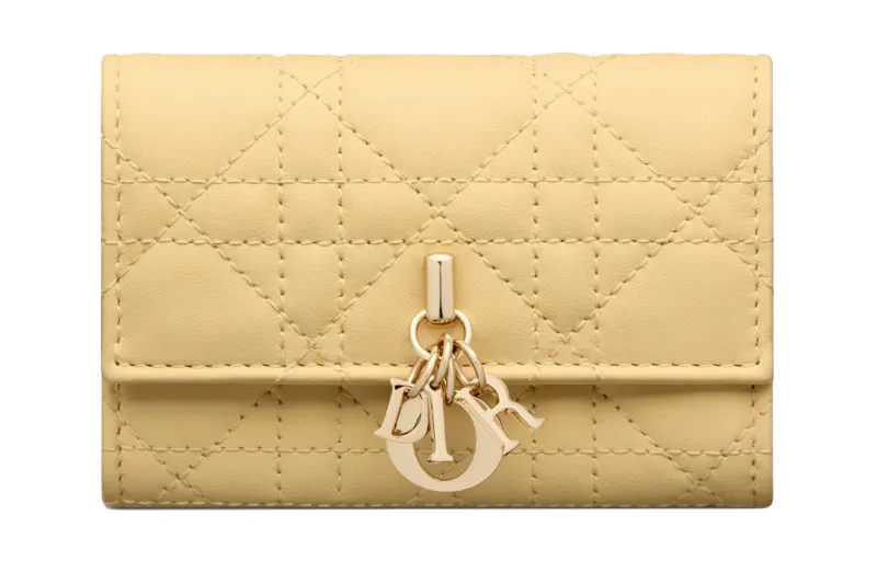 DIOR Sheepskin Wallet Extra Small Women's Light Yellow