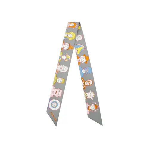 HERMES Silk Scarves Unisex Gray
