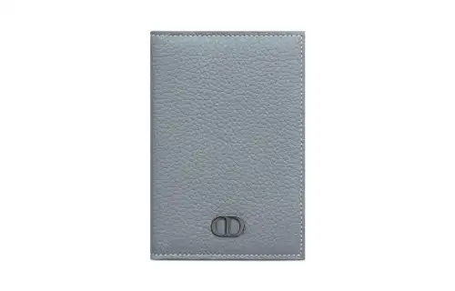 DIOR Grain Calfskin Card Holder Women's Gray