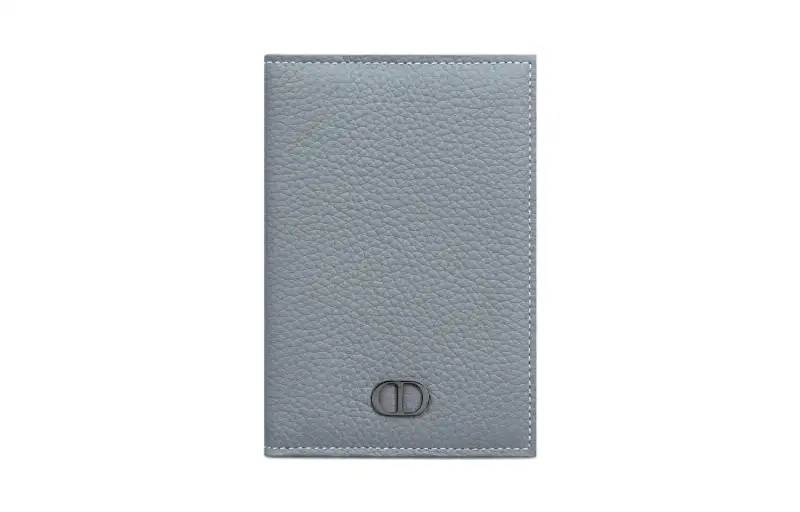 DIOR Grain Calfskin Card Holder Women's Gray