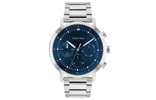 CALVIN KLEIN Style Collection Wrist Watches Quartz Movement Stainless Steel Watchband 44mm Blue Dial Men's Watches