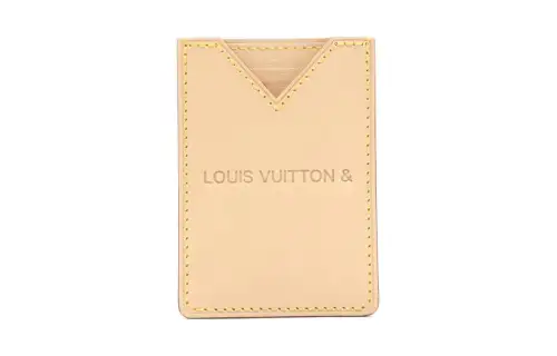 LOUIS VUITTON Leather Card Holder Regular Unisex Beige