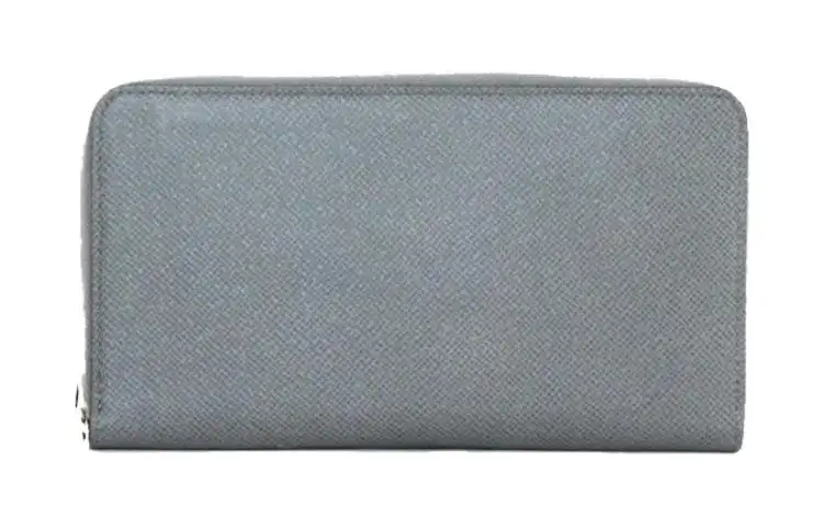 LOUIS VUITTON Zippy Taiga Leather Wallet Unisex Gray