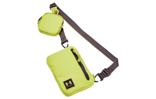 Under Armour Under Armour Polyester Shoulder Bag, Crossbody Bag Small Unisex Lime Yellow & Gray Taupe