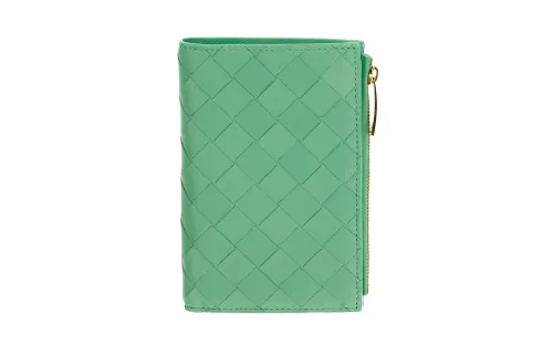 Bottega Veneta Leather Wallet Medium Women's Green