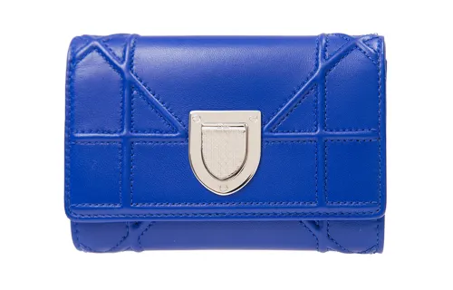 DIOR Cow Leather Wallet Women's Blue