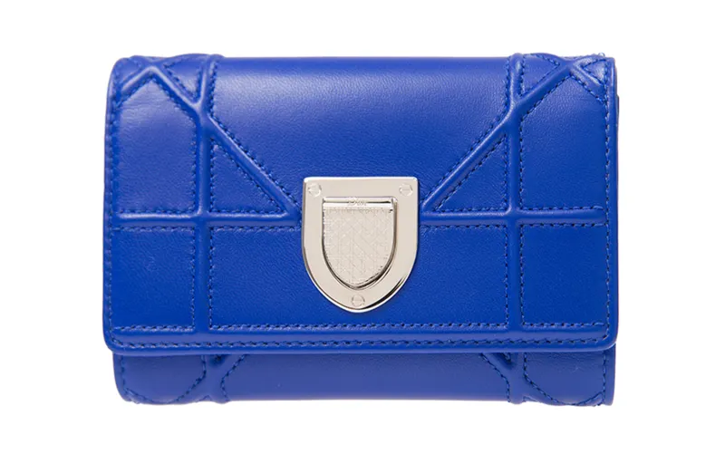 DIOR Cow Leather Wallet Women's Blue
