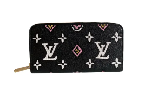 LOUIS VUITTON Zippy Canvas With Leather Wallet Women's Black