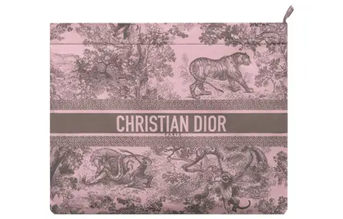 DIOR DiorTravel Embroidery Clutch Women's Pink & Gray