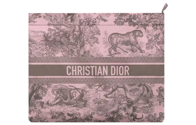 DIOR DiorTravel Embroidery Clutch Women's Pink & Gray